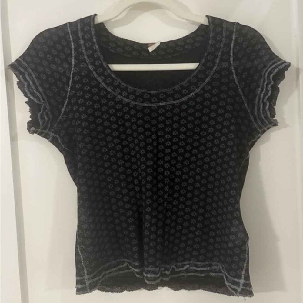 FREE PEOPLE | Garner Top blue semi sheer size small